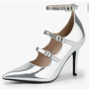 IDIFU IN4 Patent Silver Pumps High Heels NWOT
